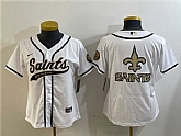 Women's New Orleans Saints White Team Big Logo With Patch Cool Base Stitched Baseball Jersey Dzhi,baseball caps,new era cap wholesale,wholesale hats